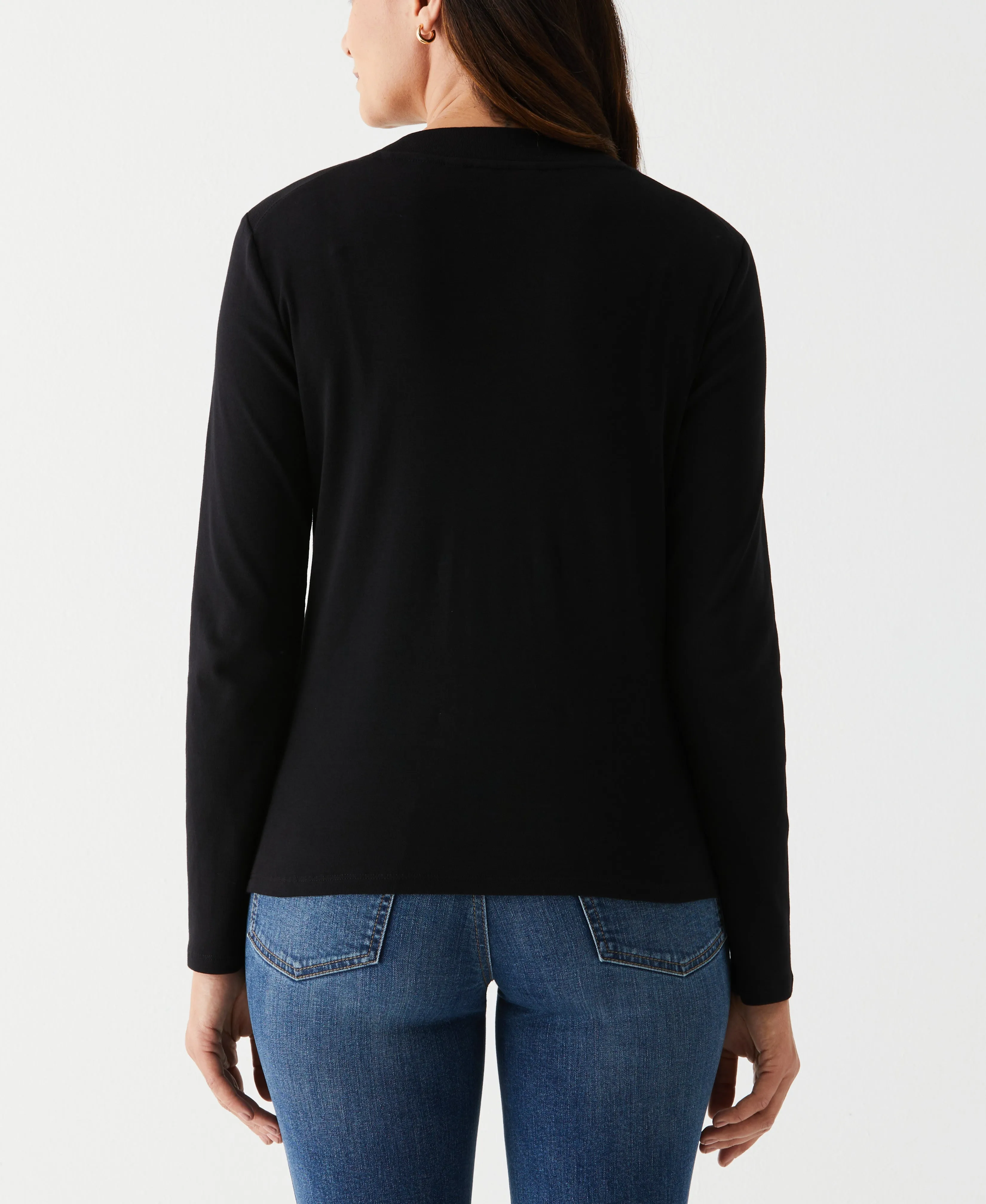 Petite Long Sleeve Tee with Zipper Detail