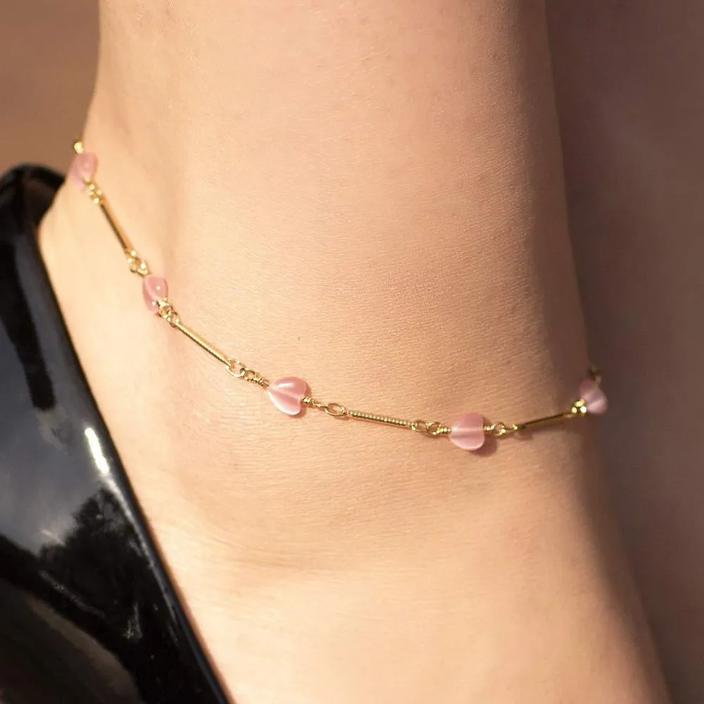 Pink Hearts Anklet