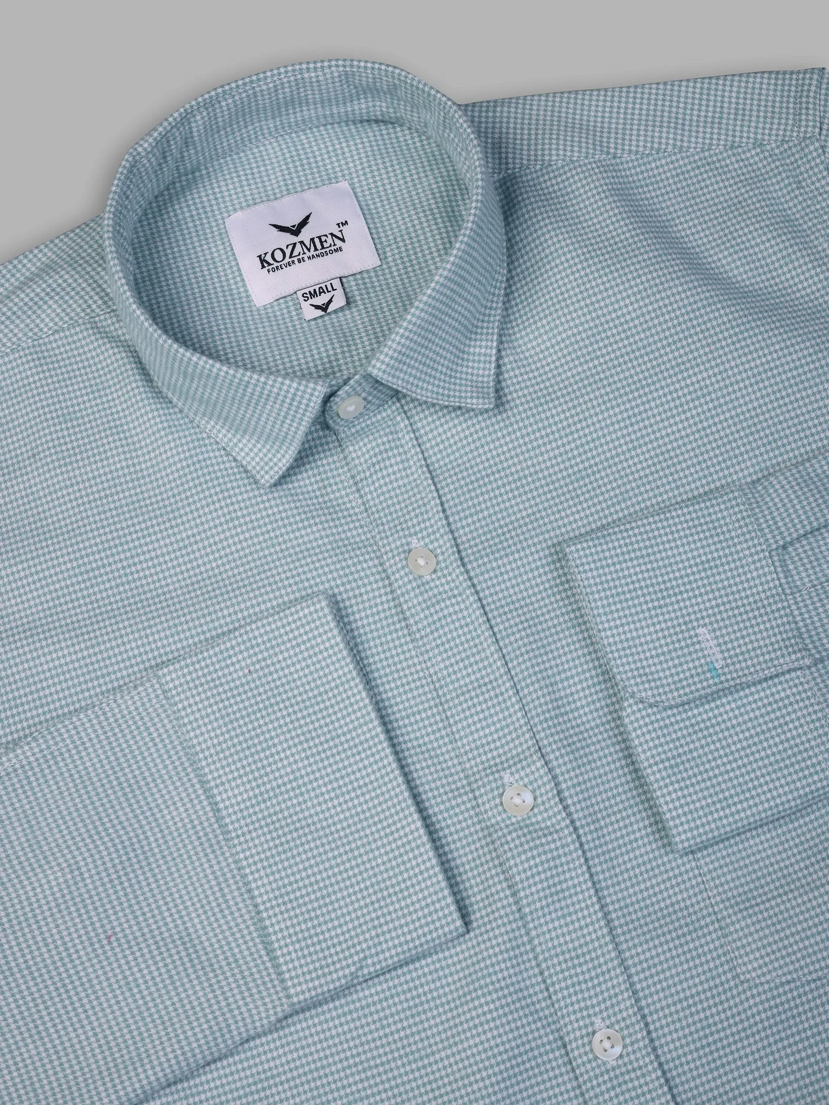 Pistachio Shepherd Check Cotton Shirt