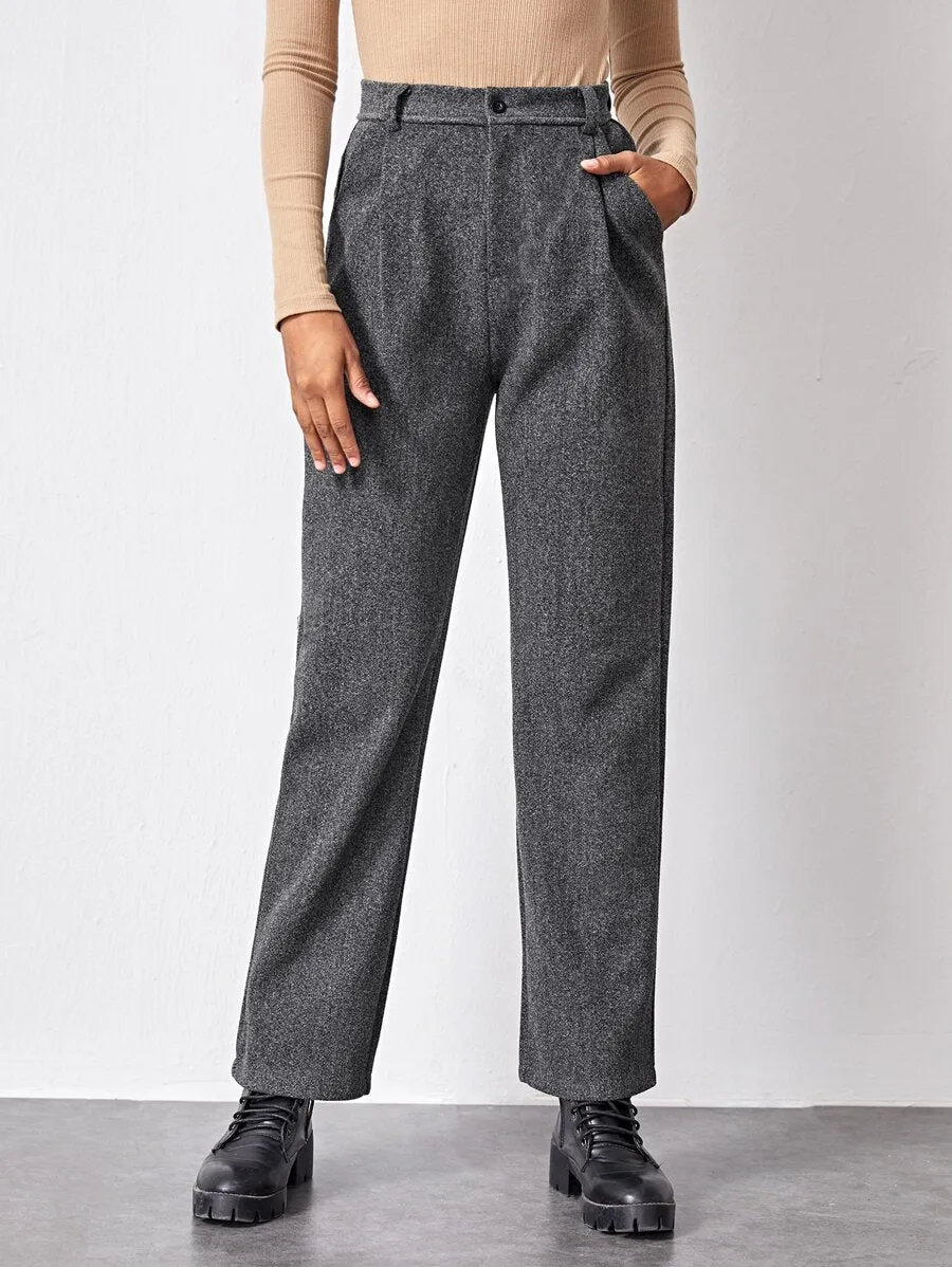 Pleated Straight-leg Trousers