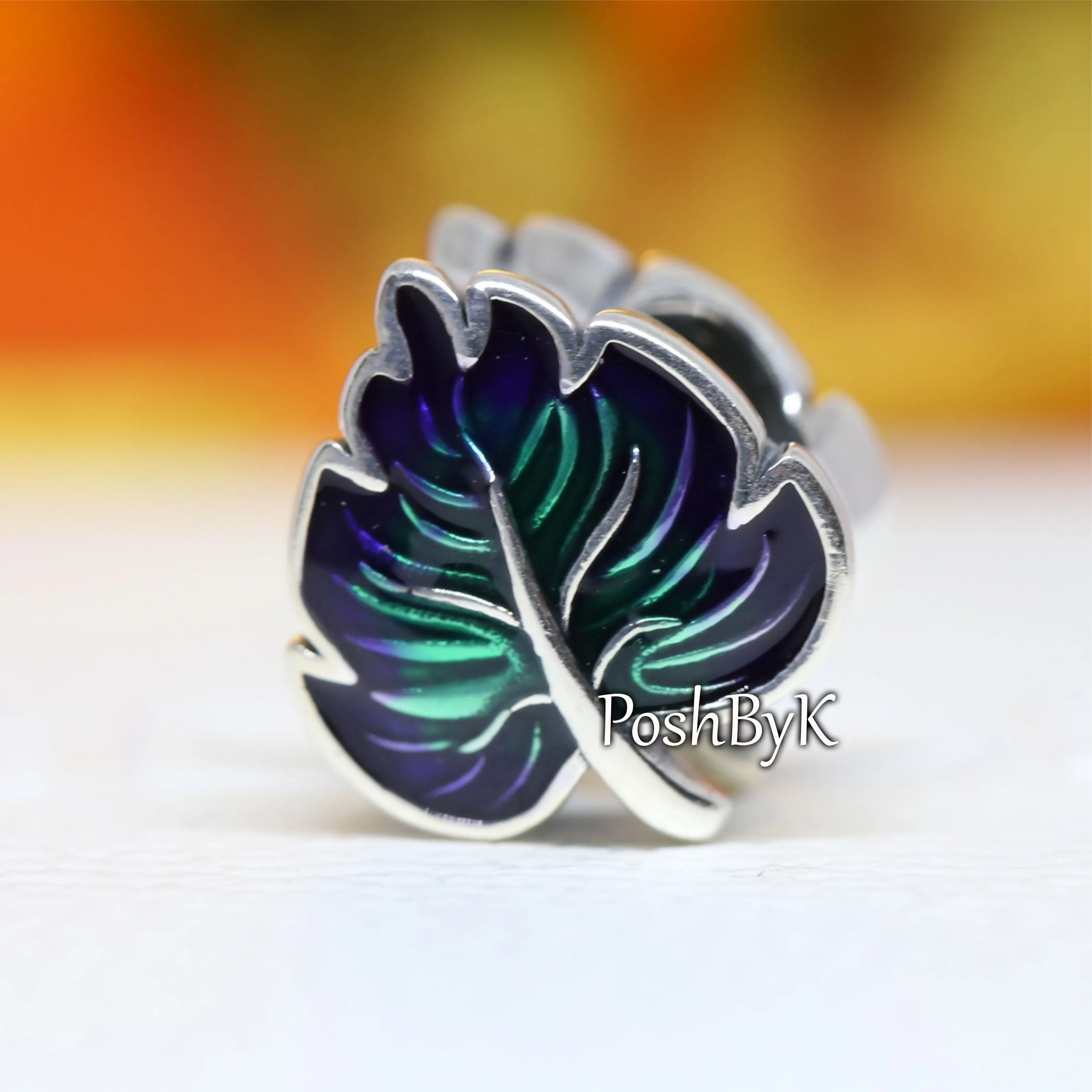 Purple & Green Leaf Charm 799542C01