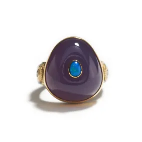 Purple Chalcedony & Australian Opal Ring