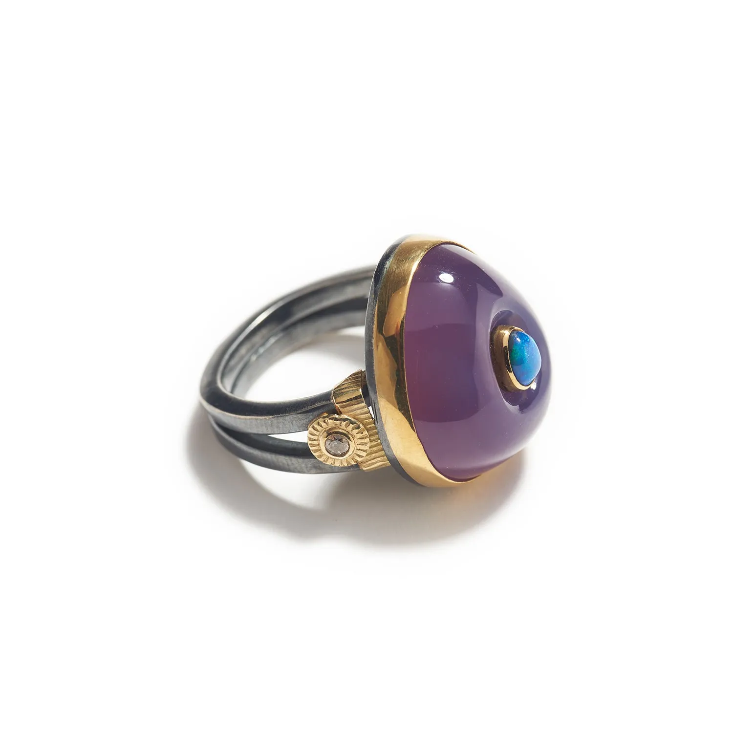 Purple Chalcedony & Australian Opal Ring