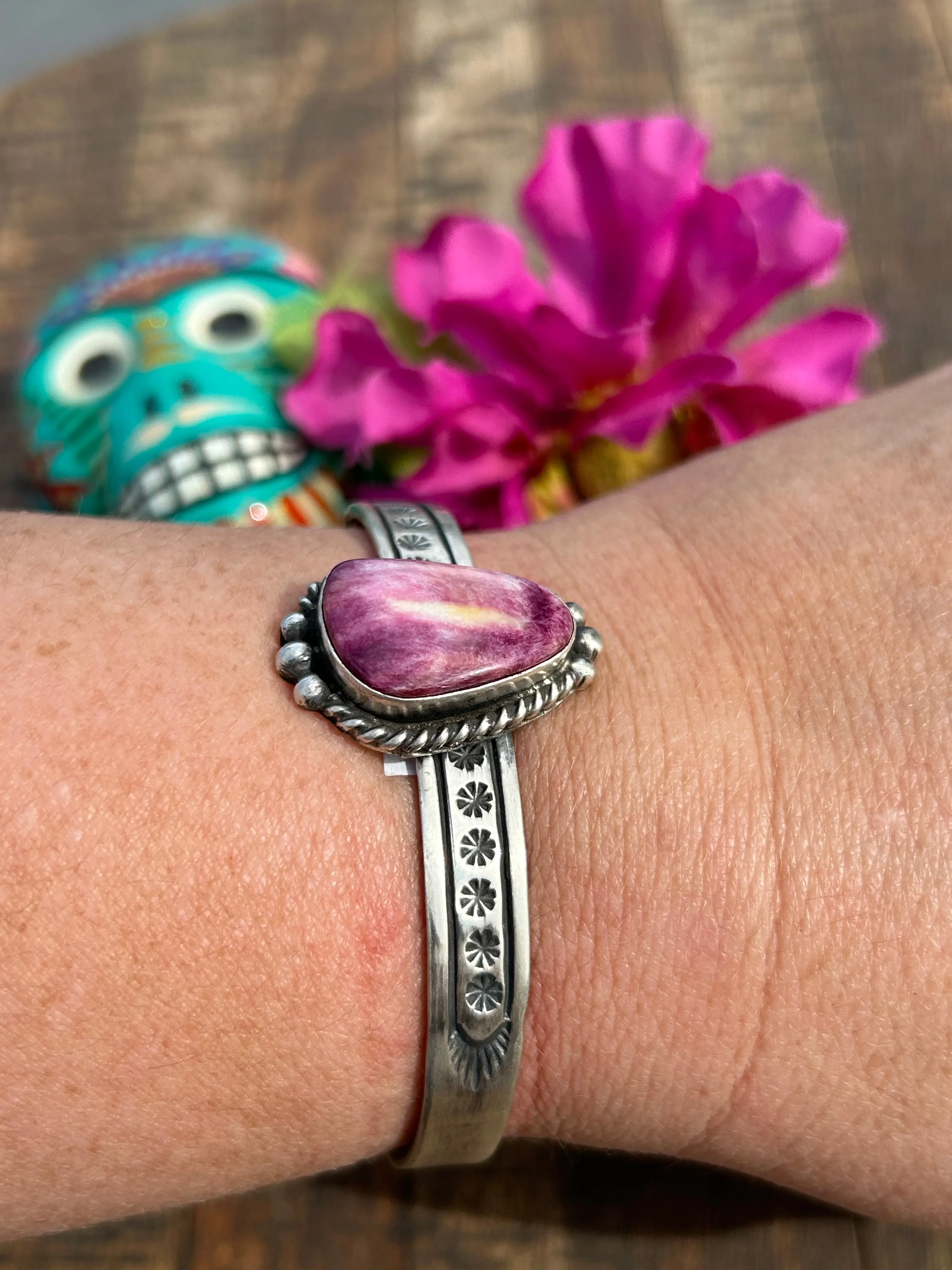 Purple Spiny Stamped Cuff- A