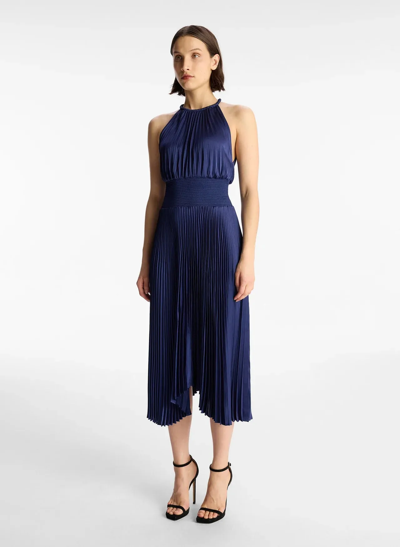 Renzo II Satin Pleated Dress