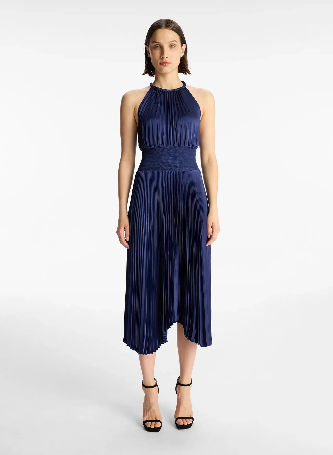 Renzo II Satin Pleated Dress