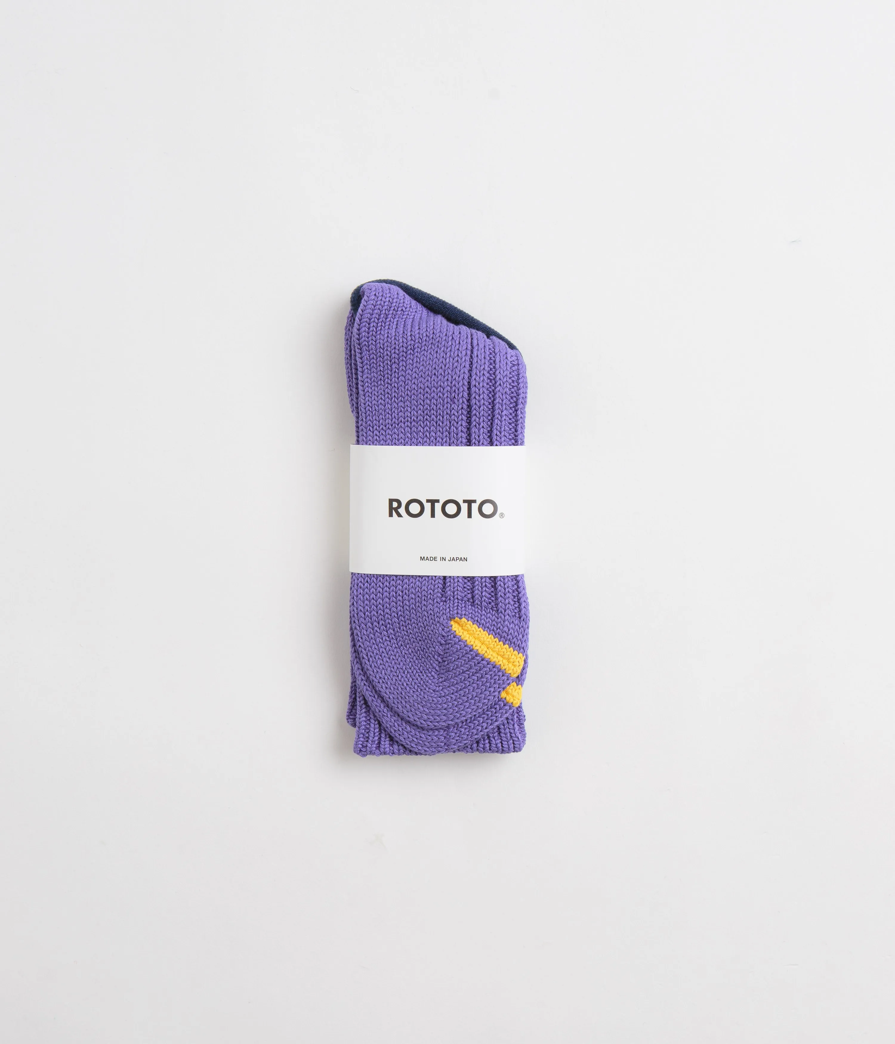 RoToTo Chunky Ribbed Crew Socks - Purple / Yellow