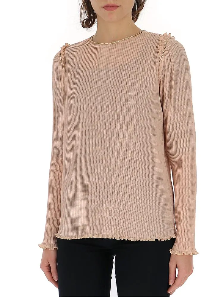 'S Max Mara Embellished Collar Pleated Blouse