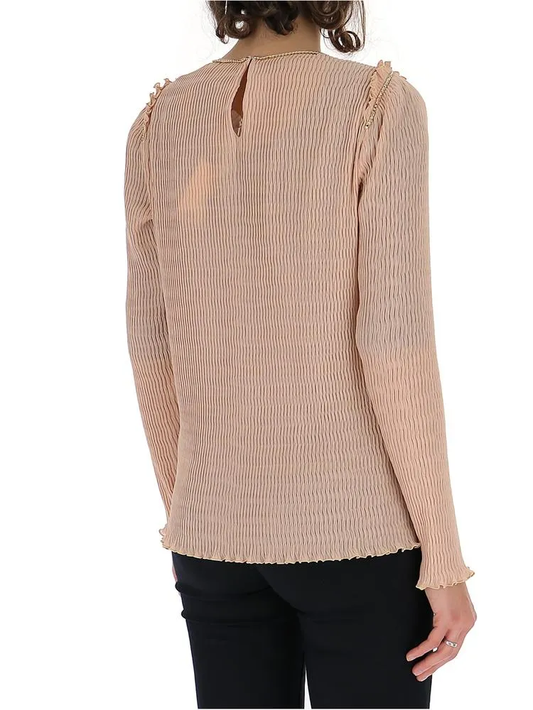 'S Max Mara Embellished Collar Pleated Blouse