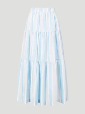 Sea Striped Cotton Maxi Skirt