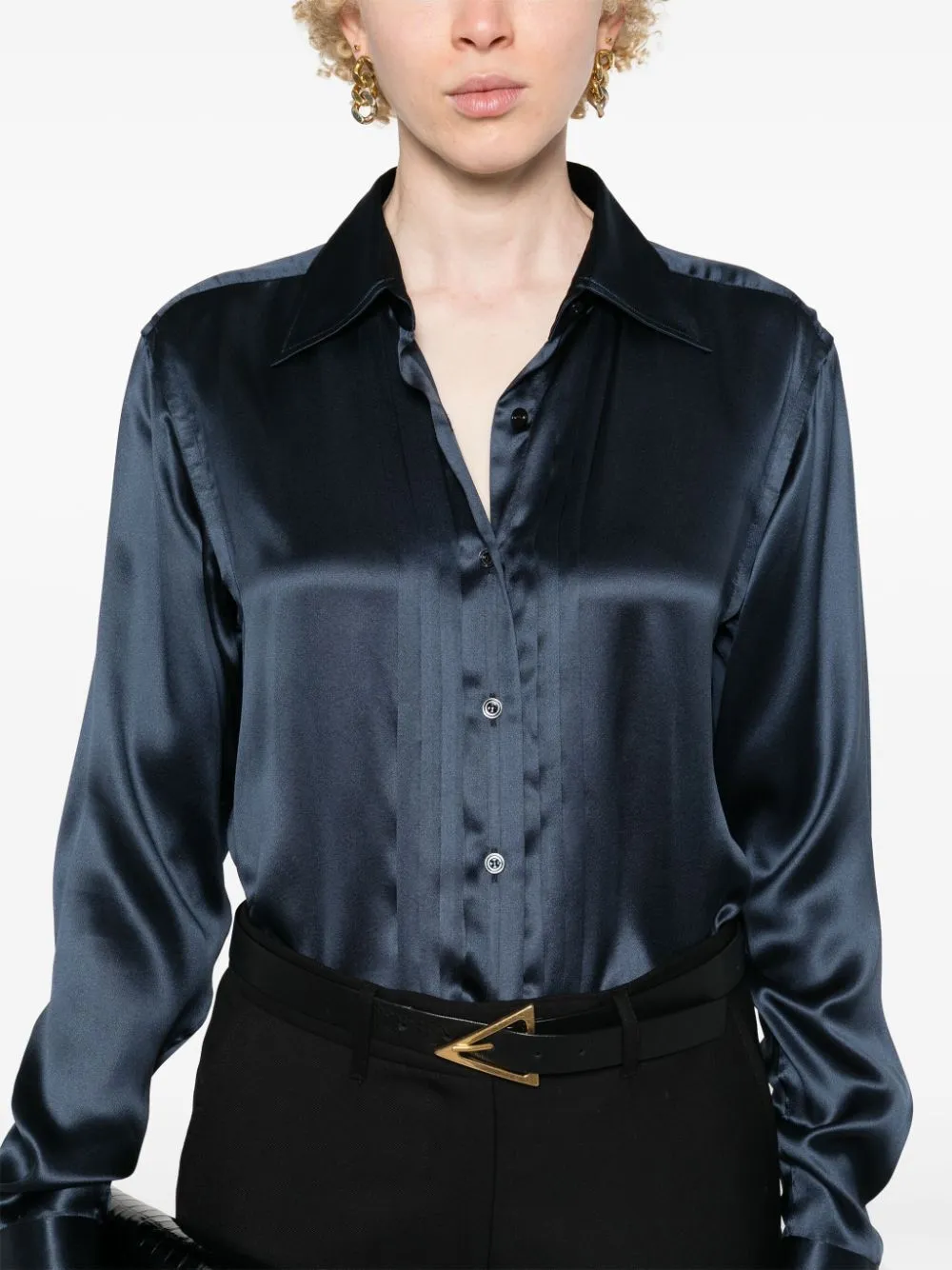 SILK CHARMEUSE BLOUSE SHIRT