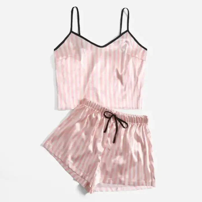 Silk Satin Striped Sleepwear Set: Luxe & Sexy!