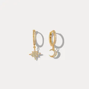 Sky Gold Diamond Drop Hoop Earrings