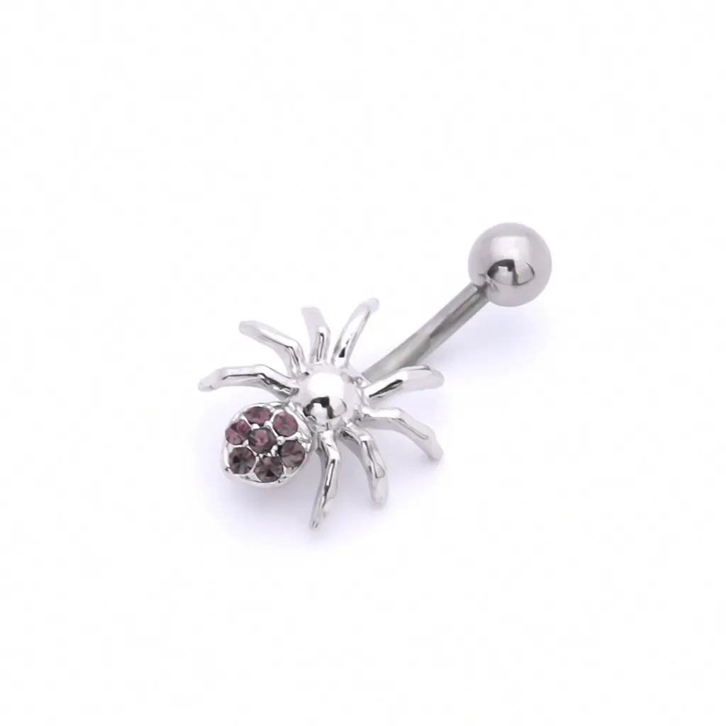 Spider Belly Button Ring - Purple