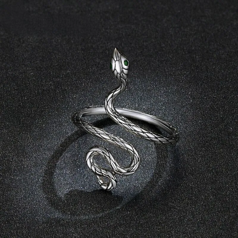 Sterling Silver Dark Punk Open Ring For Women