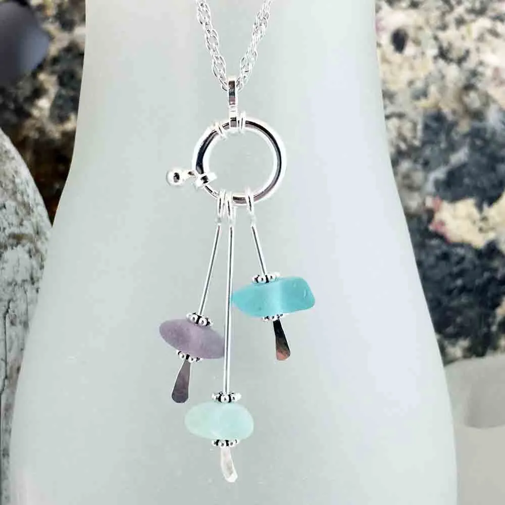 Sun Purple, Seafoam, and Aqua Sea Spray Necklace | #1664