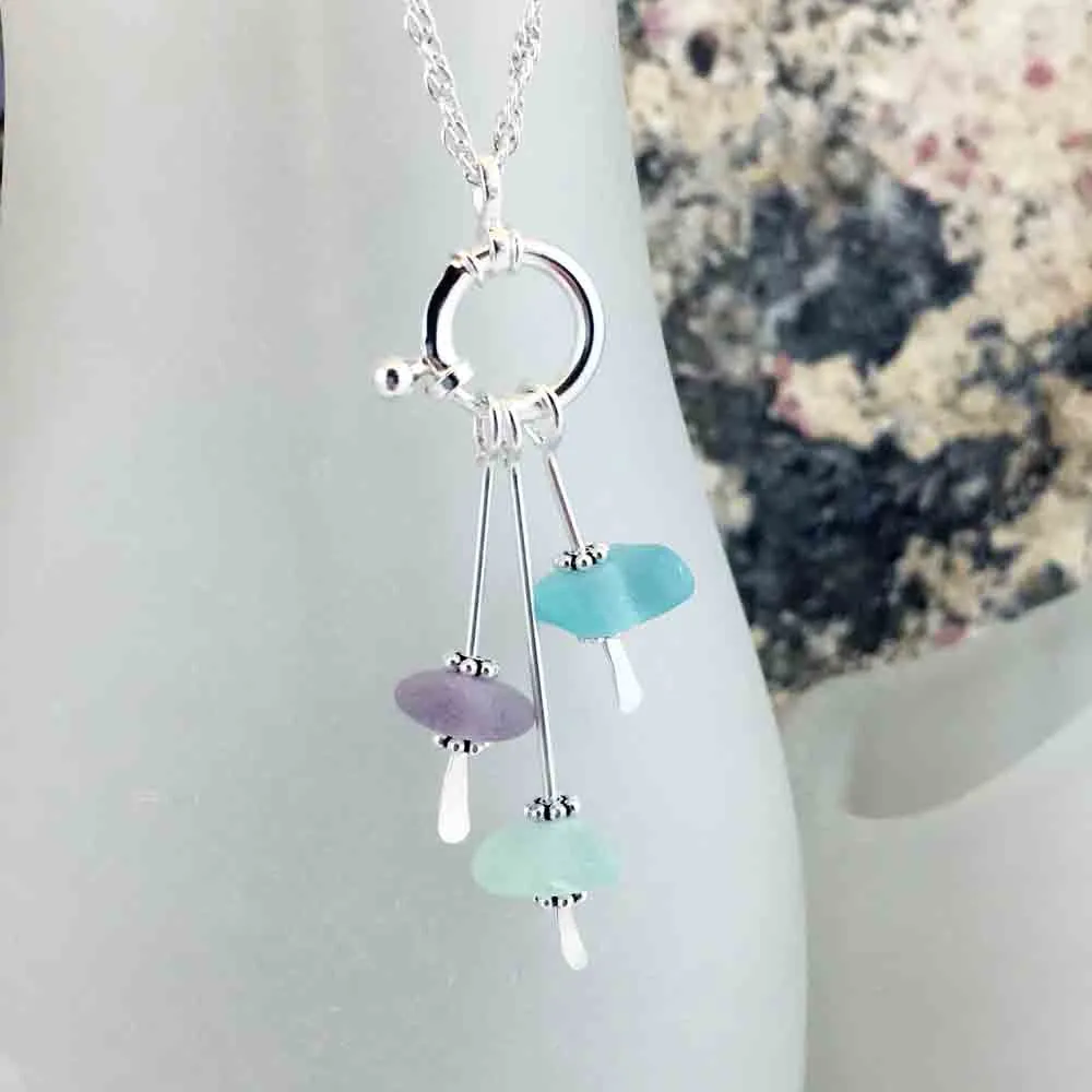 Sun Purple, Seafoam, and Aqua Sea Spray Necklace | #1664