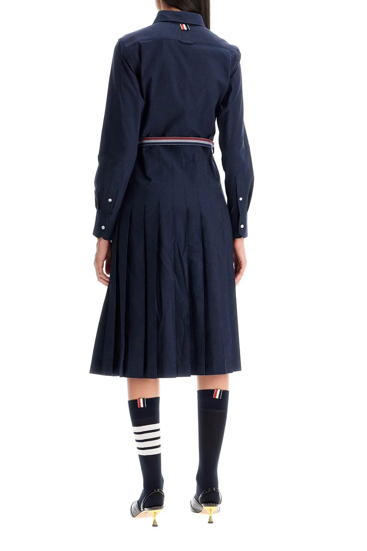 THOM BROWNE midi shirt dress with belt