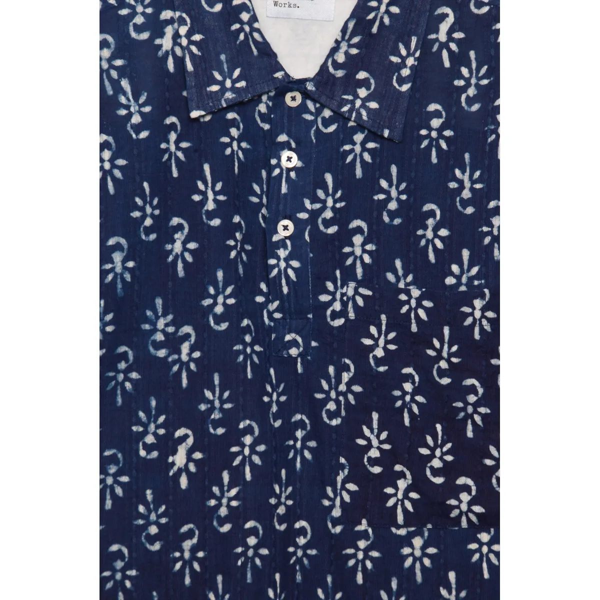 Universal Works Pullover SS Shirt indigo flower print indigo P28031