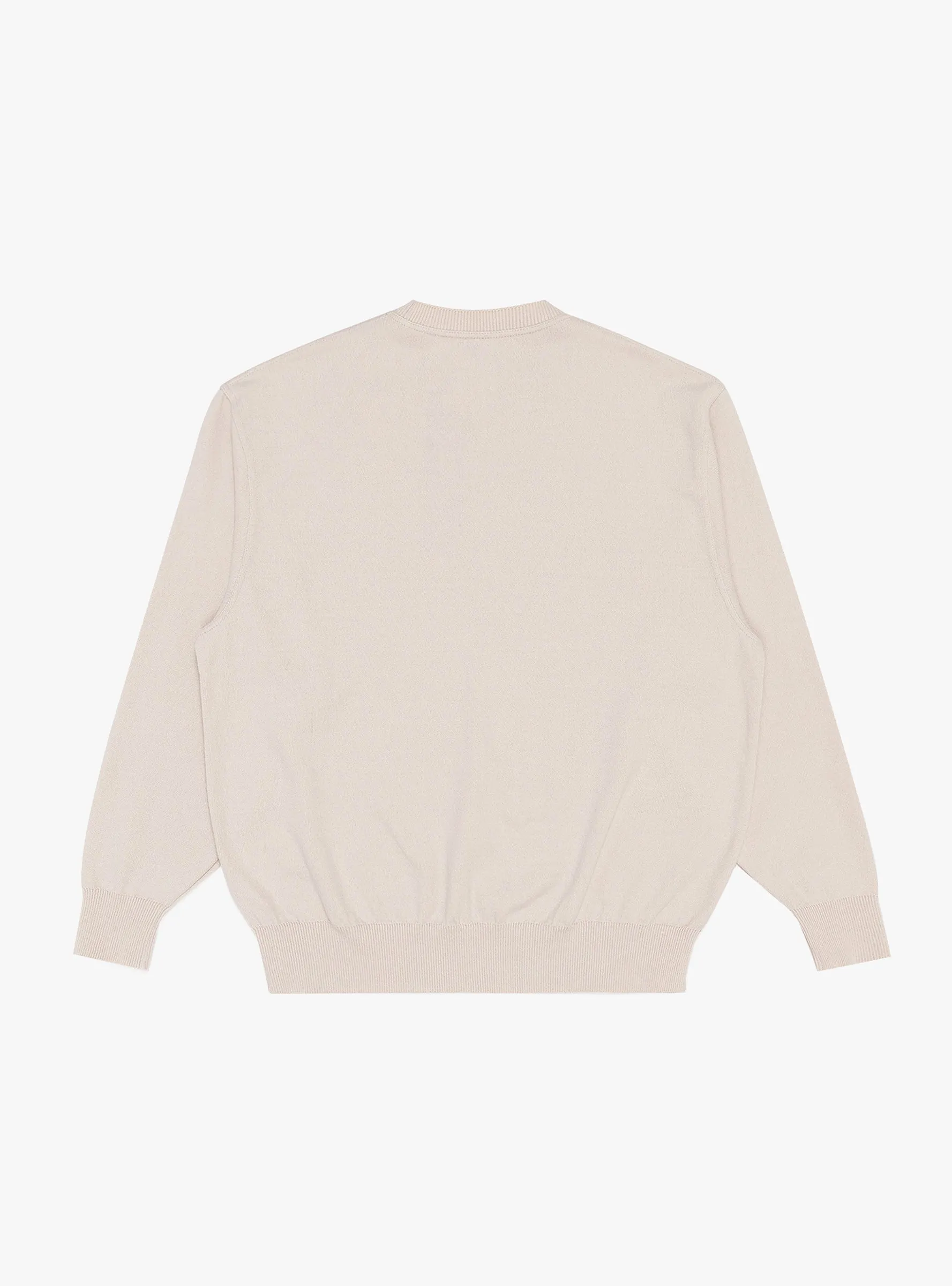 Wave Cotton Knit Pullover Beige