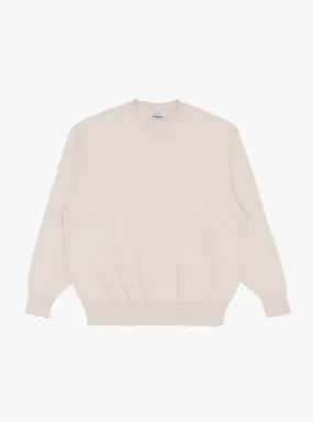 Wave Cotton Knit Pullover Beige