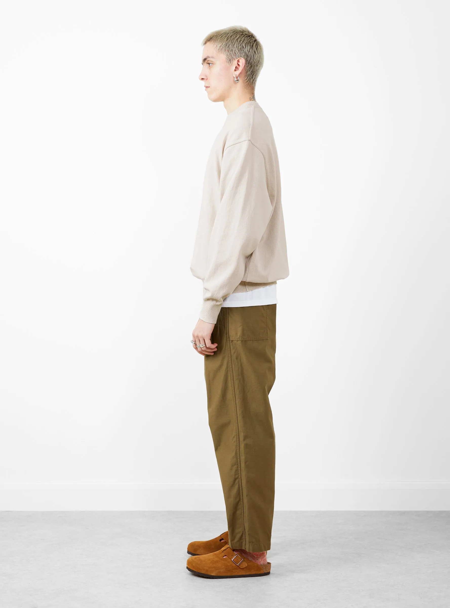 Wave Cotton Knit Pullover Beige