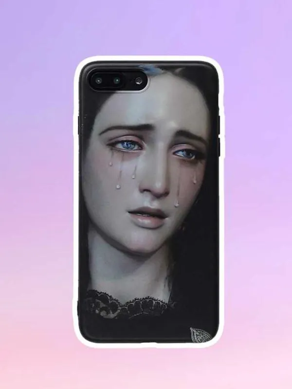 Weeping Mary Artsy Black iPhone Case