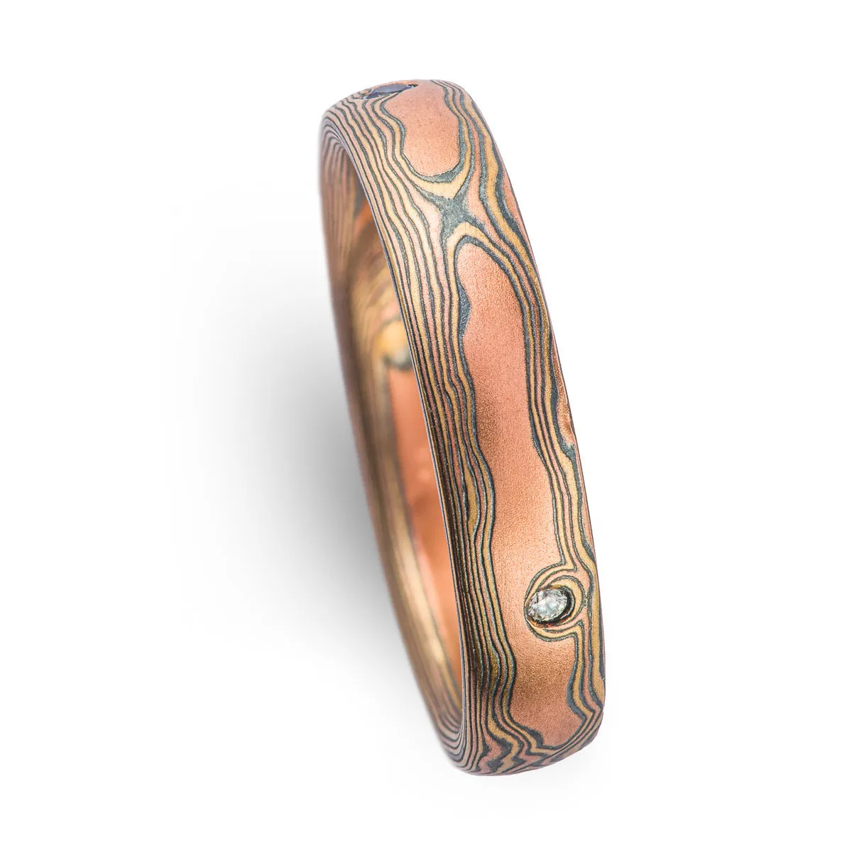 Woodgrain Pattern And Fire Palette Rings or Wedding Set