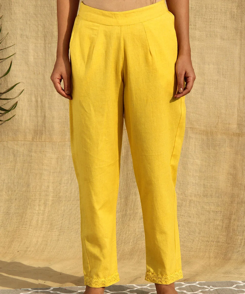 Yellow handwoven cotton flex pant